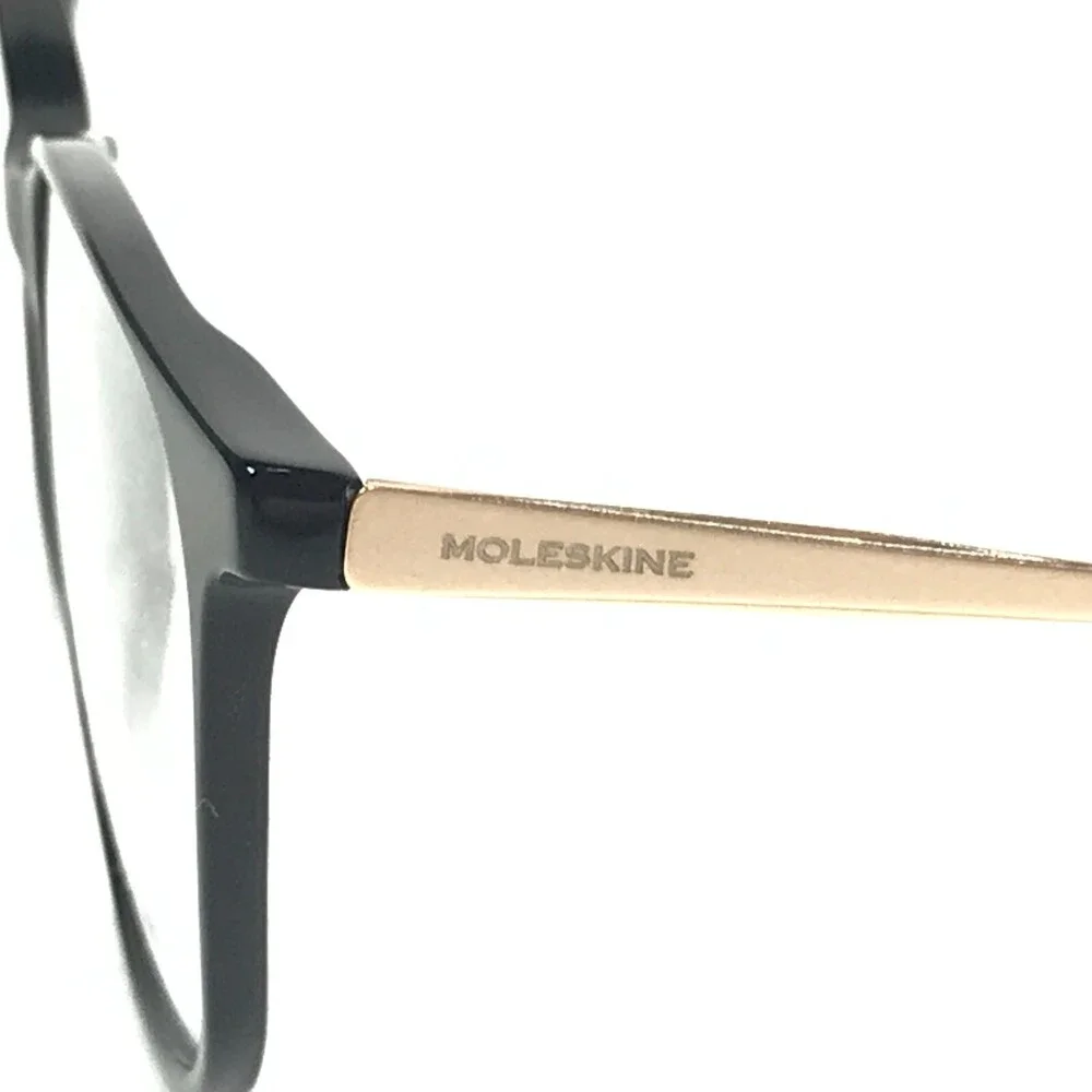 Moleskine Eyeglasses Frames MO1104 00 Black Gold Square Full Thin Rim 52-15-145